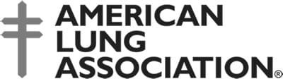 American Lung Association logo featuring a double-barred cross to the left of the organizations name in bold, uppercase letters arranged in three lines.
