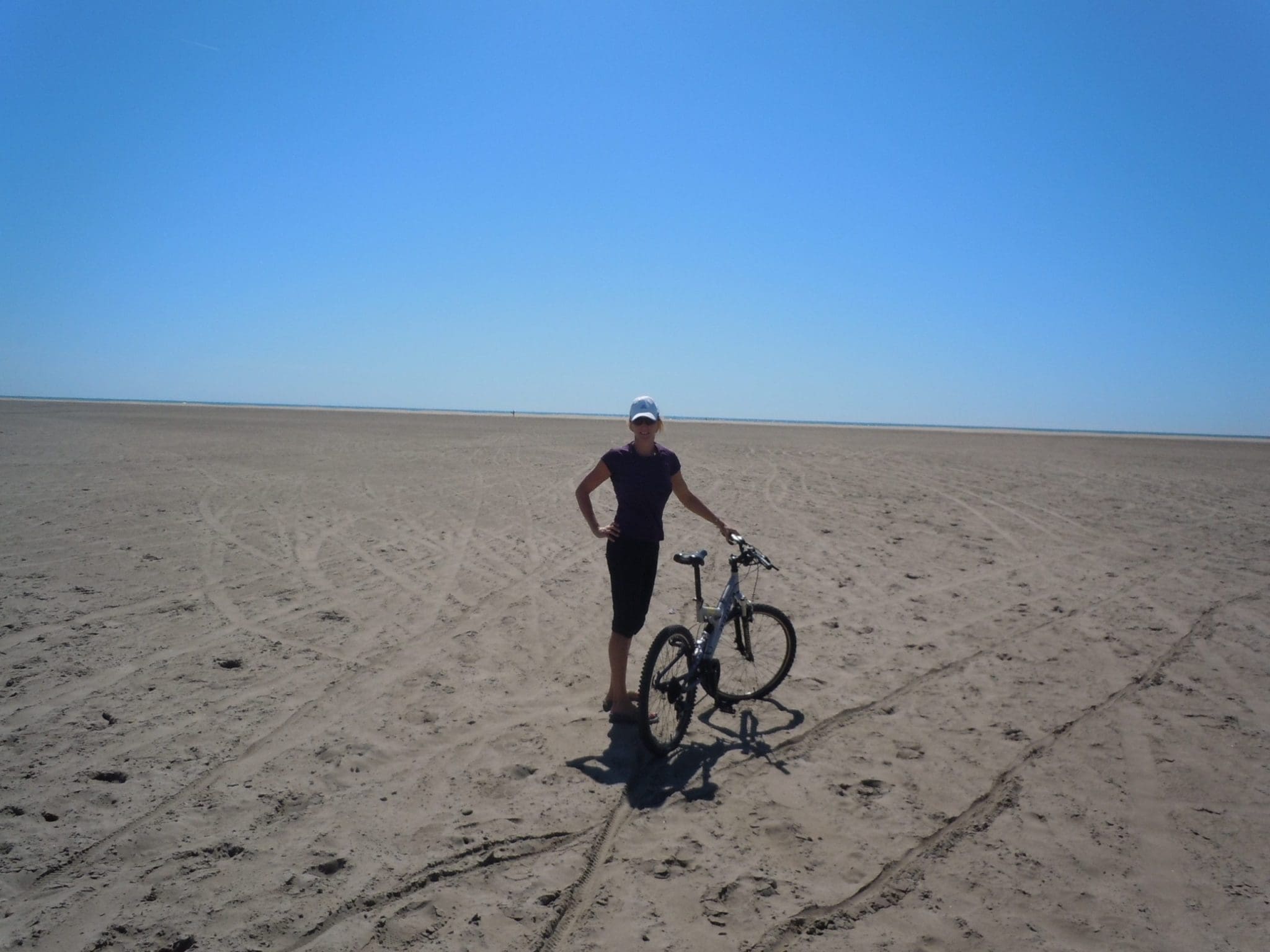 Jane biking in St. Maries de la Mer, France.