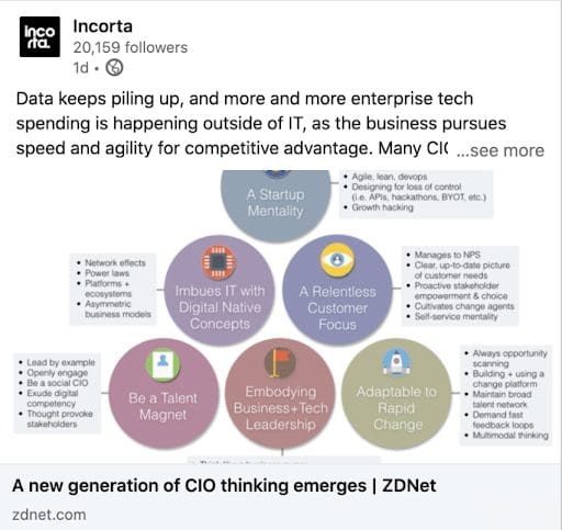 LinkedIn post with title tag