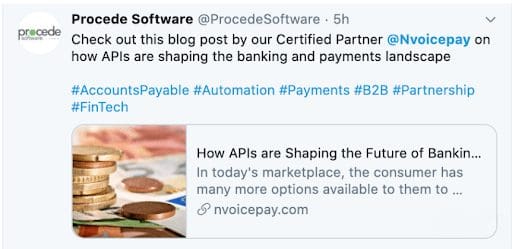 Twitter curated content post including meta description