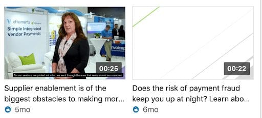 LinkedIn video library with missing thumbnail