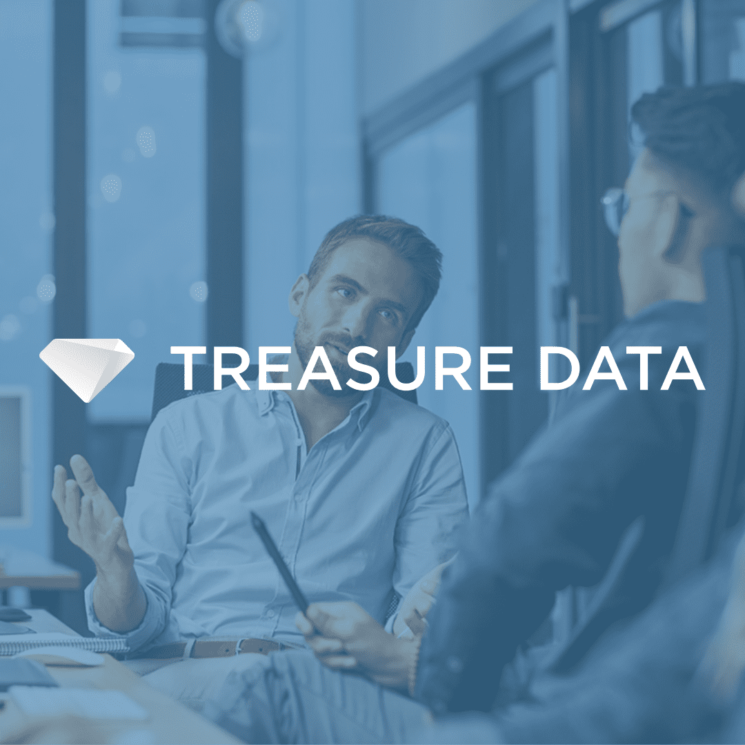 Two men discussing data analytics at Treasure Data